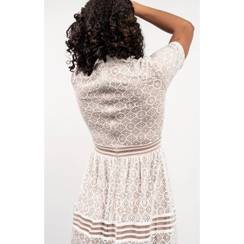 NWT BALTIC BORN Windsor Lace Midi Dress Ivory Nude Feminine Romantic Small - Picture 8 of 16